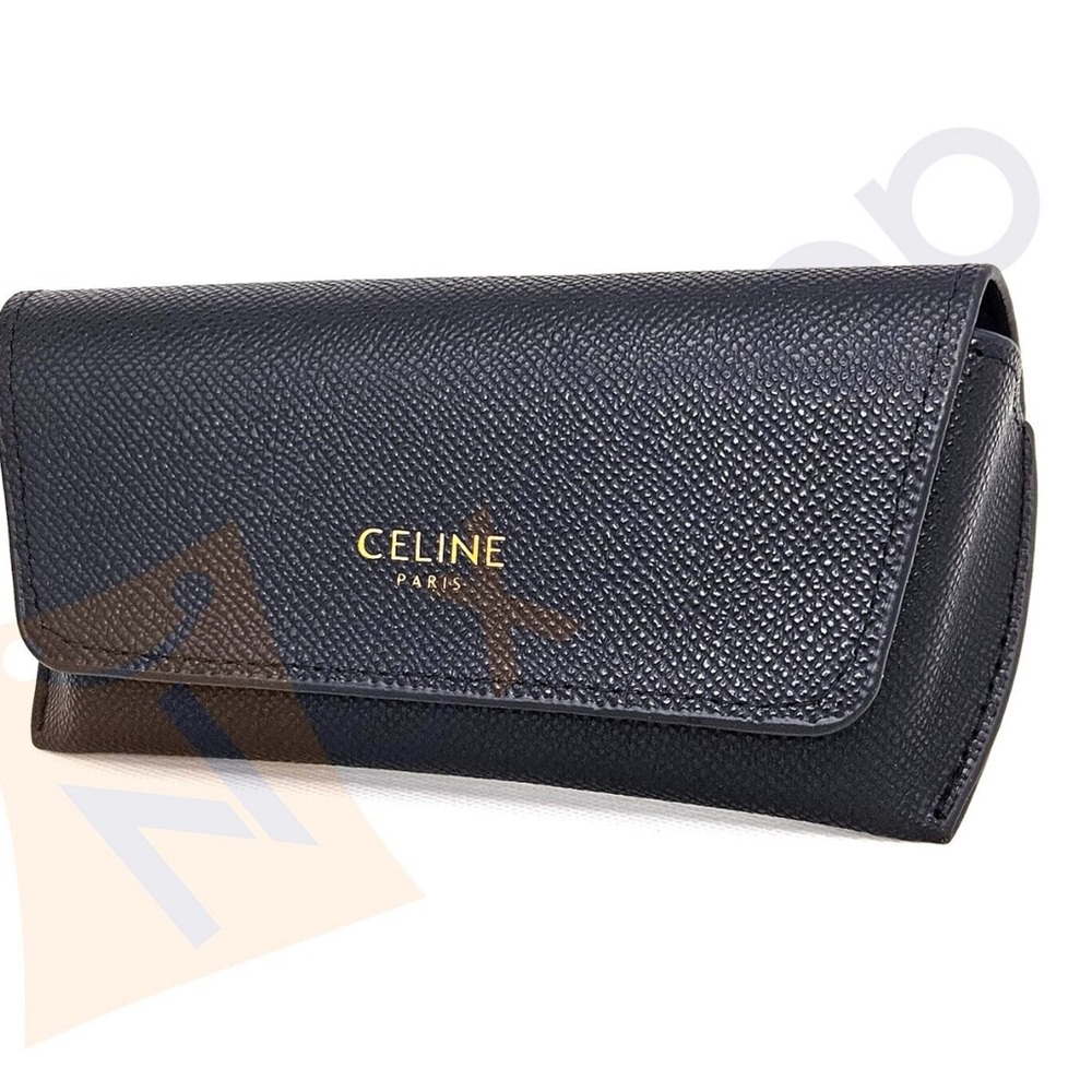 Celine Black Textured Leather Glasses Case